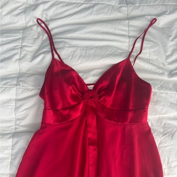 Vintage Victoria’s Secret Red Lingerie Slip Dress XS Satin Rose Bow Babydoll - Picture 9 of 15